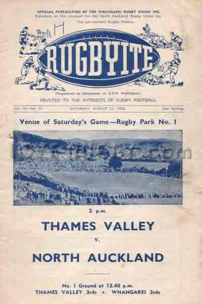 1955 Thames Valley v North Auckland  Rugby Programme